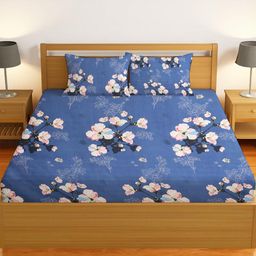 IVAZA Floral Printed 300 TC Queen Bedsheet with 2 Pillow Covers-image-28