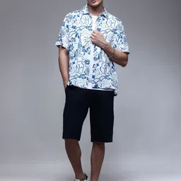 Paper Cut Oversized Printed Spread Collar Casual Shirt-picture-28