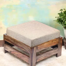Ikiriya Beige & Brown Textured Wooden Stool-45