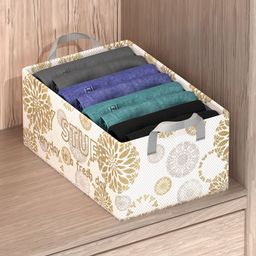 Kuber Industries White Printed Foldable Drawer Organisers-7