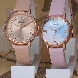 VIRAKTI Women Pack of 2 Leather Straps Analogue Watch F-71-CREAM-F-72-PINK-COMBO-image-94