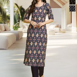 HERE&NOW Women Pack of 3 Ethnic Motifs Printed Crepe Kurta-picture-10