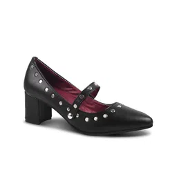 SHUZ TOUCH Embellished Pointed Toe Block Heel Pumps image 5