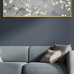 Myntra Elegant Homes White & Grey Luxury Floral Love Bird Nature Framed Wall Painting-image-70