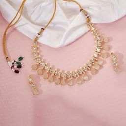 Opal Touch Gold Plated Gemstones Studded & Beaded Jewellery Set-73