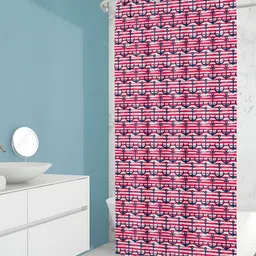 ArtzFolio Pink & White Printed Waterproof Shower Curtain-image-77