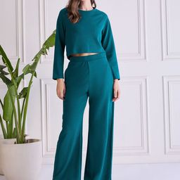 SRUTVA FASHION Round Neck Long Sleeves T-Shirt With Palazzo Co-Ords-image-90