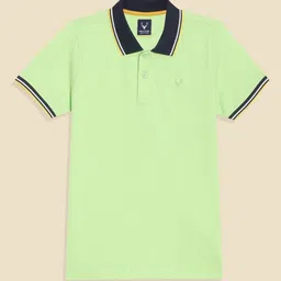 Allen Solly Junior Boys Solid Polo Collar Short Sleeves Cotton Blend Applique T-Shirt-image-8