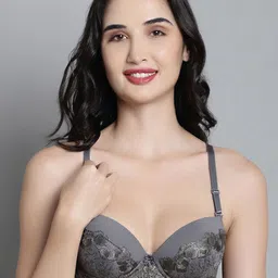 MAKCLAN Floral Self Design Medium Coverage Underwired Lightly Padded Bra-4