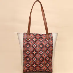 Anouk PU Structured Tote Bag with Cut Work image 1