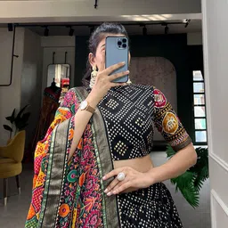Aika Printed Foil Print Ready to Wear Lehenga & Unstitched Blouse With Dupatta image 5