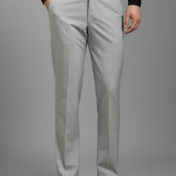 Louis Philippe Men Textured Slim Fit Trousers-picture-13