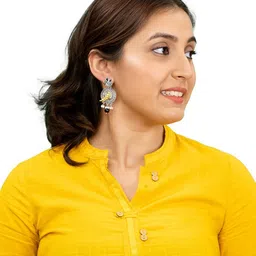 Shining Jewel - By Shivansh Silver-Plated Artificial Beaded Floral Bird Drop Earrings-image-51
