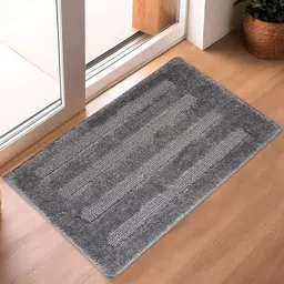 Kuber Industries Grey Self-Designed Microfibre Anti-Skid Doormat-68