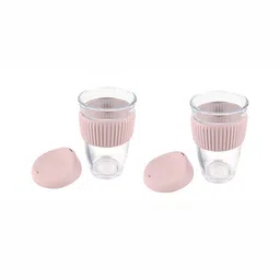 Baskety Pink Solid Glass Glossy Mugs Set of Cups and Mugs-46