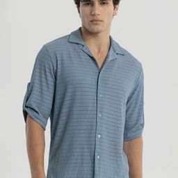 Snitch Men Comfort Boxy Fit Cuban Collar Solid Casual Shirt-picture-0