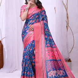 HERE&NOW Ethnic Motifs Zari Silk Cotton Handloom Ilkal Saree-picture-28
