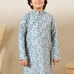 YK Boys Cotton Printed Mandarin Collar Long Sleeves Kurtas-19