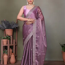 ALAGINI Embellished Embroidered Organza Saree-image-90