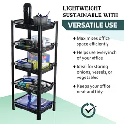 Kuber Industries Black 5 Pieces Multipurpose 5 Tier Racks For Storage image 5