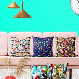 ArtzFolio Multicoloured Set of 5 Velvet Square Cushion Covers-48