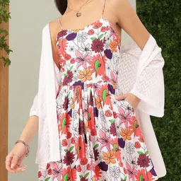 DressBerry Blooming Beautiful Floral Print Strappy Mini A-line Dress-6