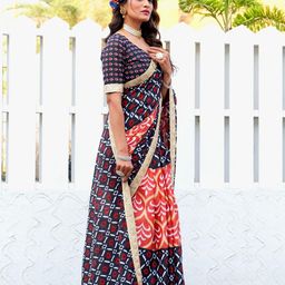 Pandadi Saree Batik Printed Sequinned Block Print Saree image 5