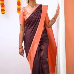 BlueRang Woven Design Zari Banarasi Saree With Unstiched Blouse Piece-image-31