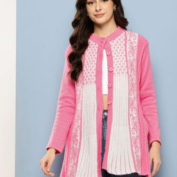 Aarika Ethnic Motifs Self-Design Longline Woollen Cardigan-picture-25