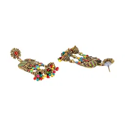Anouk Gold Plated Artificial Stones Studded And Beaded Anima Shaped Drop Earrings image 4