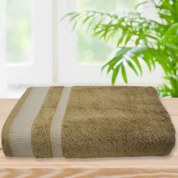 Myntra Elegant Homes Beige & Grey Striped Cotton 500 GSM Bath Towel-image-24