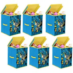 prettykrafts Blue & Yellow 6 Pieces Reusable Multi-Utility Organisers-3