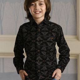 Albion By CnM Boys Comfort Fit Geometric Printed Spread Collar Cotton Casual Shirt-image-120