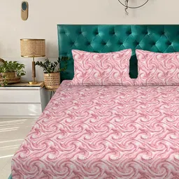 KLOTTHE Rose Abstract Printed Fitted 300 TC King Double Bedsheet With 2 Pillow Covers-picture-16