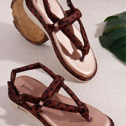 Denill Women Polka Dot T-Strap Rose Gold Footbed Platforms-picture-9