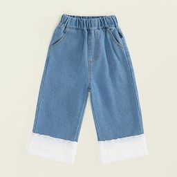 LULU & SKY Girls Cotton Wide Leg High-Rise Low Distress Jeans-picture-45