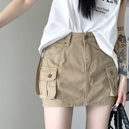 LULU & SKY Women A-Line Mini Cargo Skirts-picture-24