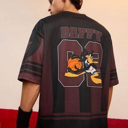 The Souled Store Men Looney Tunes Graphic Printed V-Neck Pure Cotton Relaxed Fit T-shirt-image-46