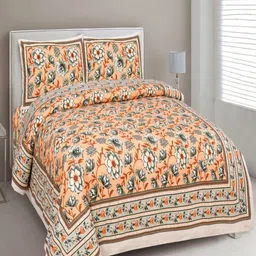 Bombay Spreads Yellow & Off White Floral 180 TC King Bedsheet with 2 Pillow Covers-image-77