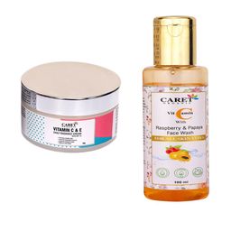 CARET ORGANIC Papaya Face Wash-100ml & Daily Radiance Cream-50g Combo-3