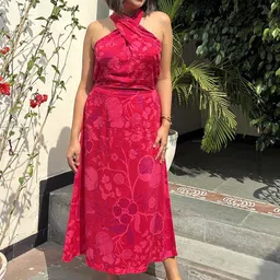 Label Tanvee Pomegranate Printed A- Line Midi Skirt-image-18