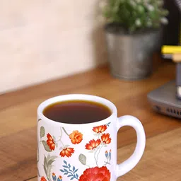PENTADECO Red & White Floral Printed Ceramic Glossy Mugs Set of Cups and Mugs-45