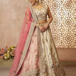 ODETTE Embroidered Sequinned Semi-Stitched Lehenga & Unstitched Blouse With Dupatta image 2