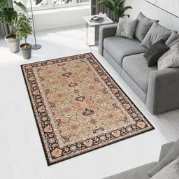 MAA HOME CONCEPT Beige Ethnic Motifs Anti-Skid Woollen Carpet-image-98