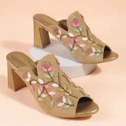 Metro Women Woven Design Open Toe Block Sandals-picture-49