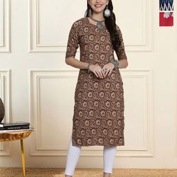 HERE&NOW Selection Of 3 Floral Printed Round Neck Straight Kurta-image-98