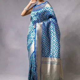 S.K.C Ethnic Motifs Woven Design Zari Banarasi Saree-image-86