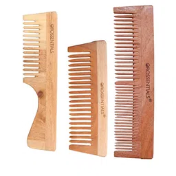 OROSSENTIALS Set Of 3 Neem Wooden Comb - Brown-15