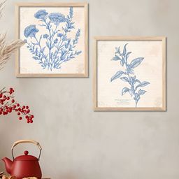 Kotart Brown & Blue 2 Pieces Wooden Floral and Botanical Wall Paintings-picture-28