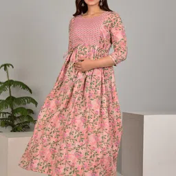 NITVAN Women Floral Printed Gotta Patti Floral Maternity Kurta-picture-23